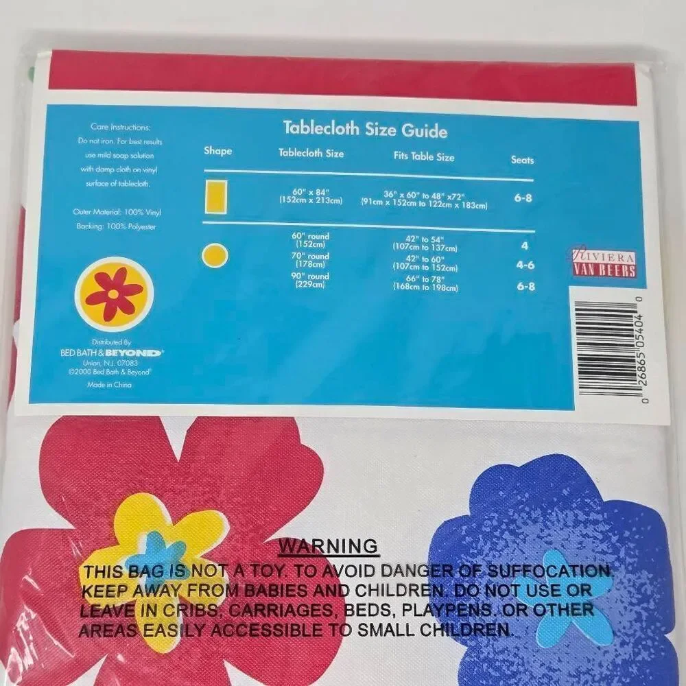 VINTAGE BED BATH & BEYOND UMBRELLA TABLECLOTH SUMMER FLORAL 70